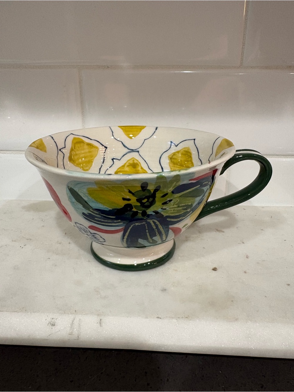 Anthropologie Estudio Florres Hand-Painted Floral Ceramic Mug